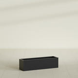 Monaco Rectangle Planter in Matte Black, 26"L, shown empty