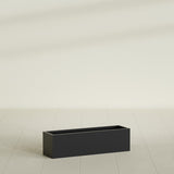 Monaco Rectangle Planter in Matte Black, 26"L, shown empty