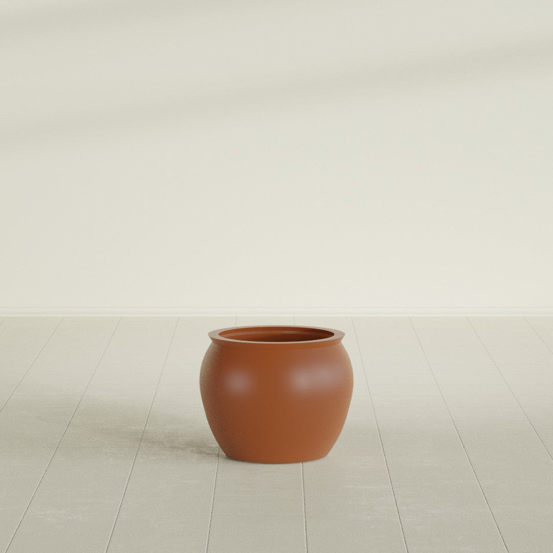 Shanghai Fishbowl Planter in Matte Terra Cotta, 16", shown empty