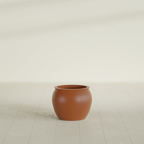 Shanghai Fishbowl Planter in Matte Terra Cotta, 16", shown empty