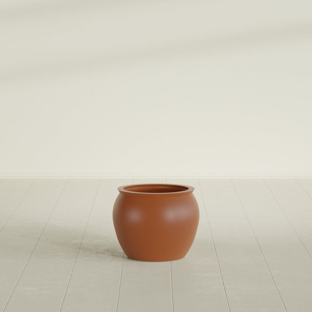 Shanghai Fishbowl Planter in Matte Terra Cotta, 16", shown empty