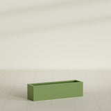 Monaco Rectangle Planter in Satin Green, 26"L, shown empty