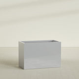 Brisbane Rectangular Planter in Metallic Silver, 48"L × 24"D × 32"H, shown empty