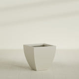 Lima Tapered Square Planter in Satin Beige, 24", shown empty