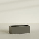 Torino Wide Rectangular Planter in Matte Bronze, 48"L × 24"D × 18"H, shown empty