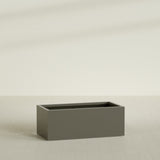 Torino Wide Rectangular Planter in Matte Bronze, 48"L × 24"D × 18"H, shown empty