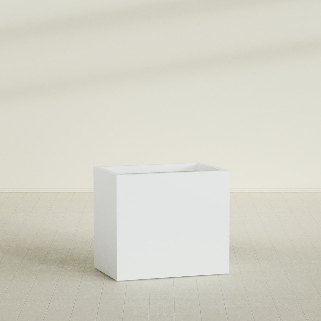 Brisbane Rectangular Planter in Matte Bright White, 36"L × 24"D × 32"H, shown empty