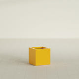 Montroy Cube Planter in Gloss Saffron, 16", shown empty