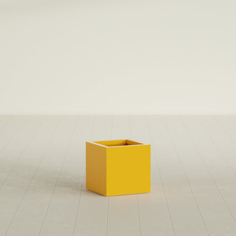 Montroy Cube Planter in Gloss Saffron, 16", shown empty