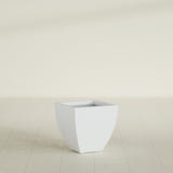 Lima Tapered Square Planter in Gloss Bright White, 16", shown empty