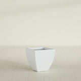 Lima Tapered Square Planter in Gloss Bright White, 16", shown empty