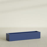 Cuba Low Rectangular Planter in Matte Cobalt Blue, 60"L × 14"D × 12"H, shown empty