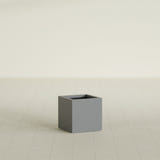 Montroy Cube Planter in Matte Gunmetal, 16", shown empty