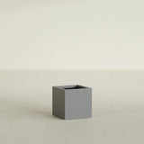 Montroy Cube Planter in Matte Gunmetal, 16", shown empty