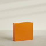 Amesbury Narrow Rectangular Planter in Gloss Tangerine, 36"L × 10"D × 32"H, shown empty