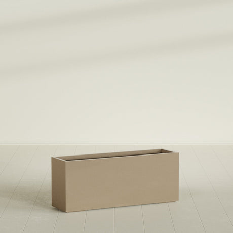 Tolga Rectangular Planter in Gloss Metallic Gold, 60"L × 16"D × 24"H, shown empty