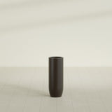 Saint Tropez Bullet Round Planter in Matte Dark Brown, 12"D × 32"H, shown empty