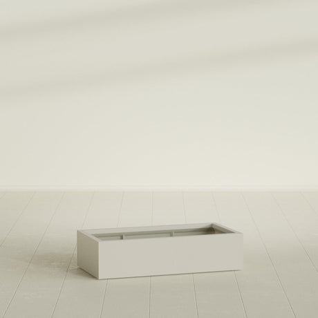 Antwerp Rectangular Planter in Satin Beige, 48"L × 24"D × 12"H, shown empty
