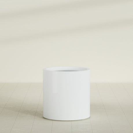 Rio Grande Cylinder Planter in Matte Bright White, 22"D × 22"H, shown empty