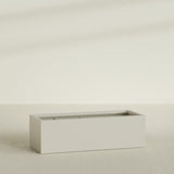 Torino Wide Rectangular Planter in Satin Beige, 60"L × 24"D × 18"H, shown empty