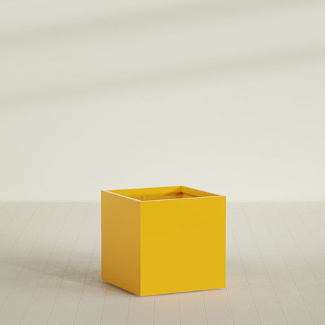 Montroy Cube Planter in Gloss Saffron, 36", shown empty