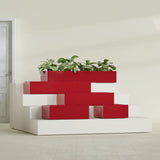 Antwerp Rectangular fiberglass planter in Gloss Red, size range, in a sunlit interior