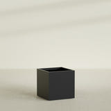 Montroy Cube Planter in Matte Black, 32", shown empty