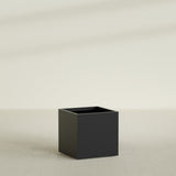 Montroy Cube Planter in Matte Black, 32", shown empty