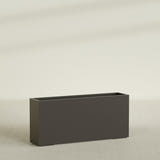 Potsdam Rectangular Planter in Matte Dark Brown, 72"L × 16"D × 32"H, shown empty