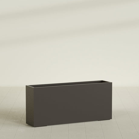 Potsdam Rectangular Planter in Matte Dark Brown, 72"L × 16"D × 32"H, shown empty
