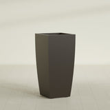 Toulan Tapered Square Planter in Matte Dark Brown, 20"W × 42"H, shown empty
