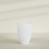 Brannan Tapered Round Planter in Gloss Bright White, 30"D × 41"H, shown empty