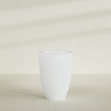 Brannan Tapered Round Planter in Gloss Bright White, 30"D × 41"H, shown empty