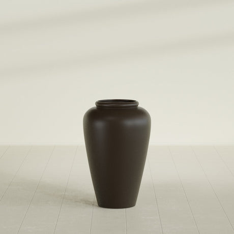 Barà Jar Planter in Matte Dark Brown, 20"D × 31"H, shown empty