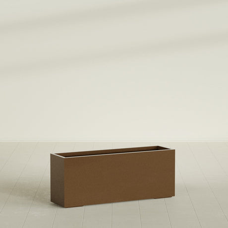 Tolga Rectangular Planter in Metallic Bronze, 60"L × 16"D × 24"H, shown empty