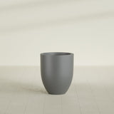 Valencia Tapered Round Planter in Matte Gunmetal, 20"D × 23"H, shown empty