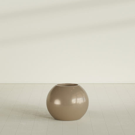 Globe Planter in Gloss Metallic Gold, 24"D × 19"H, shown empty