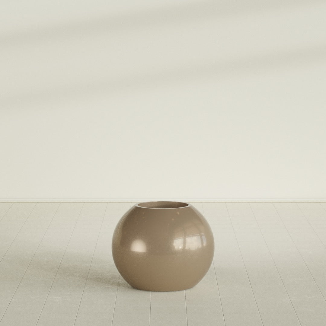 Globe Planter in Gloss Metallic Gold, 24"D × 19"H, shown empty