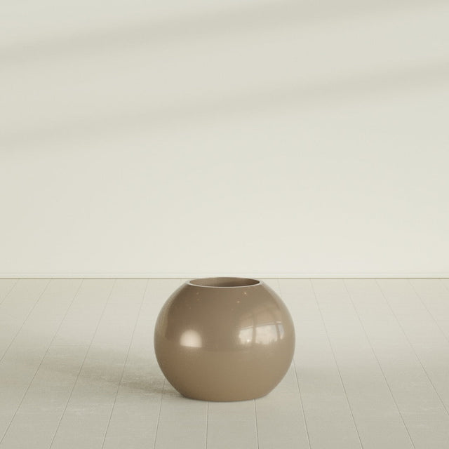 Globe Planter in Gloss Metallic Gold, 24"D × 19"H, shown empty