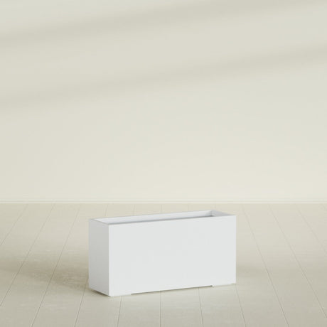 Tolga Rectangular Planter in Gloss Bright White, 48"L × 16"D × 24"H, shown empty