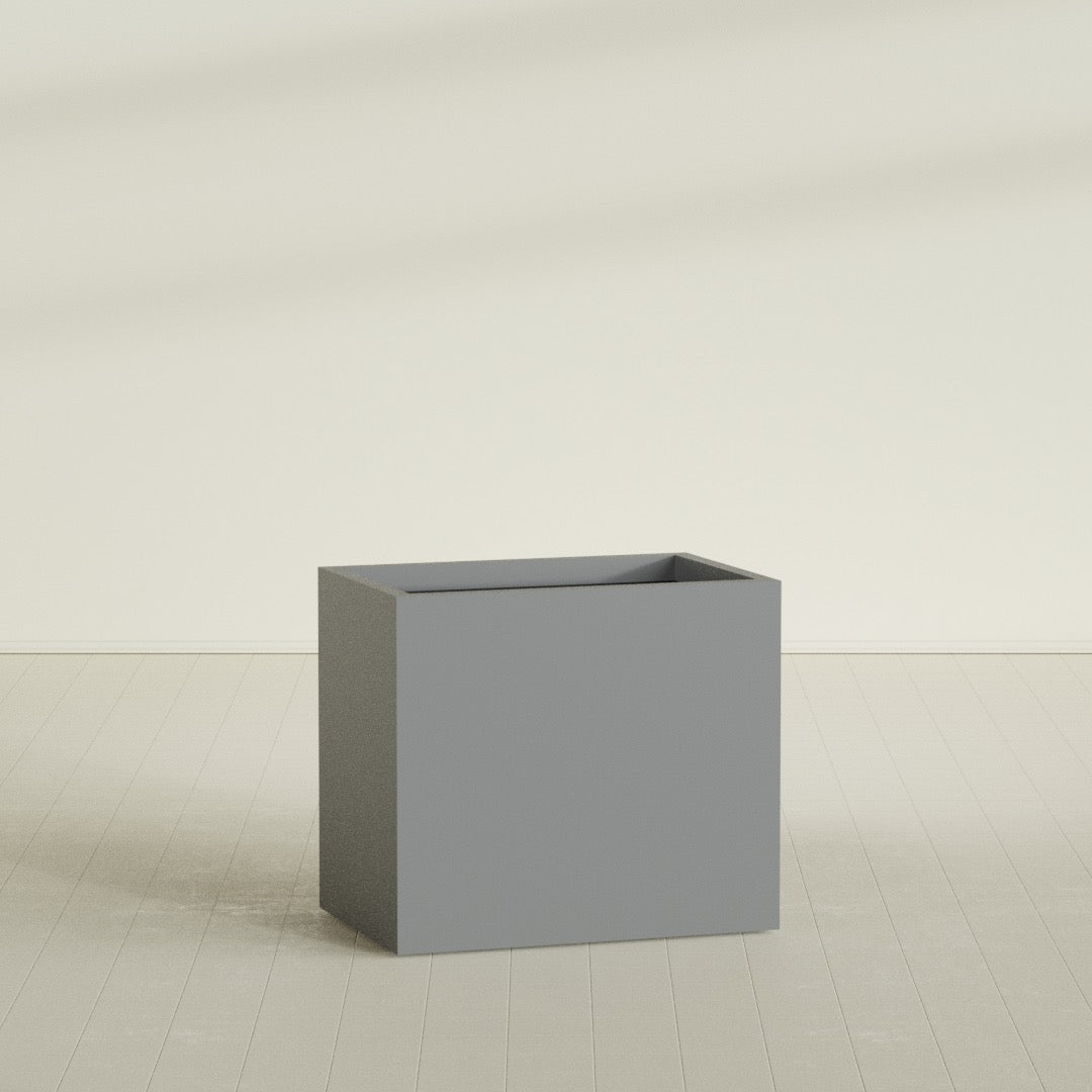 Brisbane Rectangular Planter in Matte Gunmetal, 36"L × 24"D × 32"H, shown empty