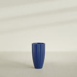 San Jose Tall Fluted Planter in Matte Cobalt Blue, 16"D × 30"H, shown empty