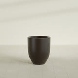 Valencia Tapered Round Planter in Matte Dark Brown, 20"D × 23"H, shown empty