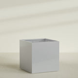 Montroy Cube Planter in Metallic Silver, 60", shown empty