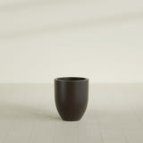 Valencia Tapered Round Planter in Matte Dark Brown, 15"D × 18"H, shown empty