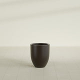 Valencia Tapered Round Planter in Matte Dark Brown, 15"D × 18"H, shown empty