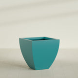Lima Tapered Square Planter in Satin Seafoam Green, 30", shown empty