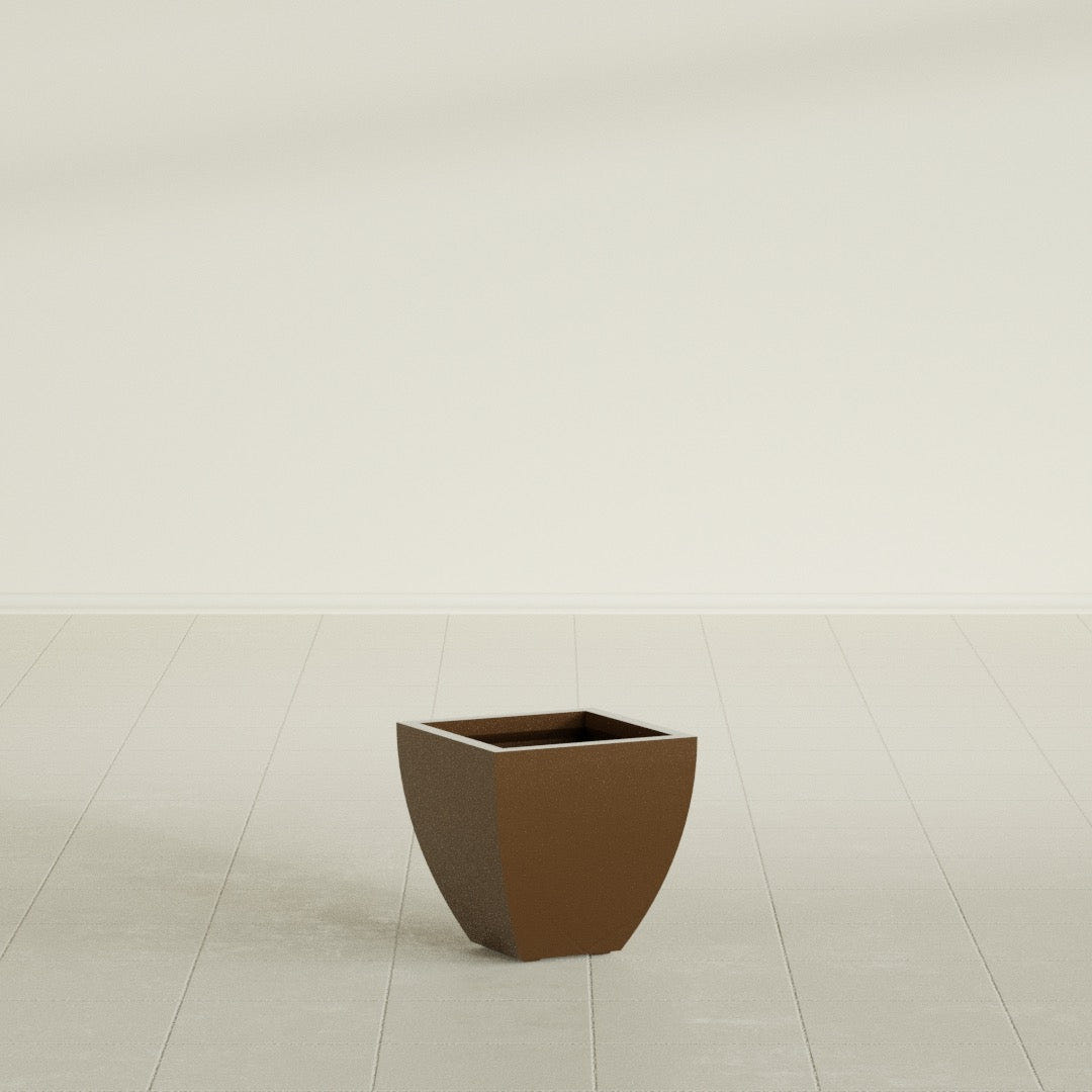 Lima Tapered Square Planter in Metallic Bronze, 12", shown empty