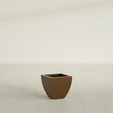 Lima Tapered Square Planter in Metallic Bronze, 12", shown empty