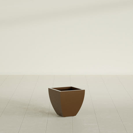 Lima Tapered Square Planter in Metallic Bronze, 12", shown empty